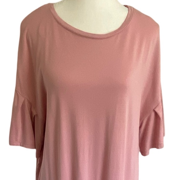 Pink Dusty Rose Soft Jersey Stretch Ruffled drop sleeve midi dress. Sz M - Picture 4 of 12